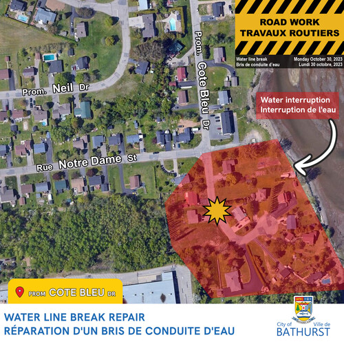 NOTICE — WATER LINE BREAK REPAIR — COTE BLEU DR