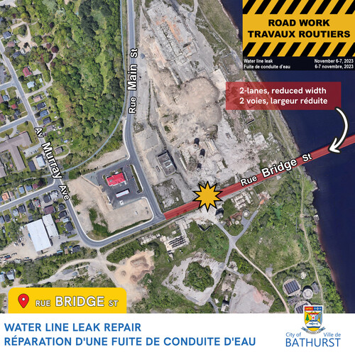 WATER LINE LEAK REPAIR — BRIDGE STREET — NOVEMBER 6-7, 2023