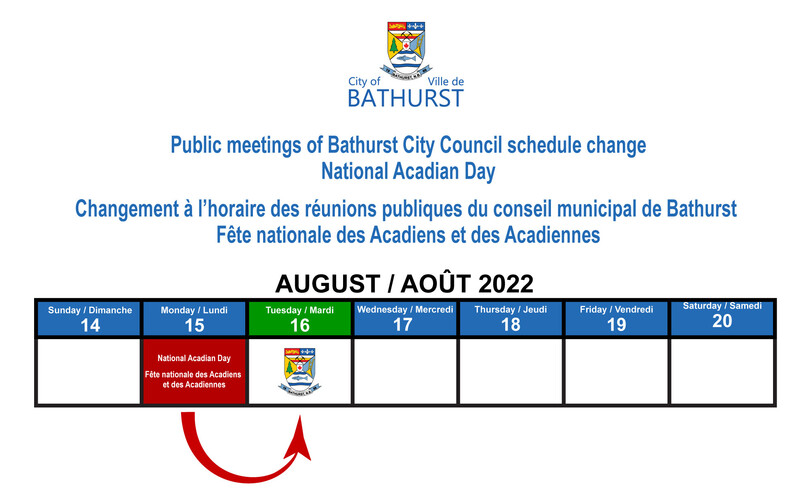 PUBLIC MEETING OF BATHURST CITY COUNCIL - SCHEDULE CHANGE