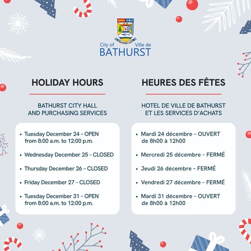 Holiday Hours – City Hall and Purchasing services