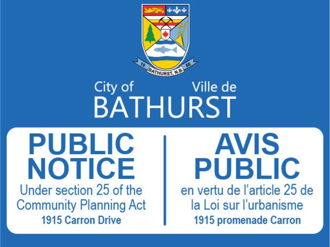 AVIS PUBLIC: Proposition de modifications à l’arrêté du Plan municipal de la Ville de Bathurst