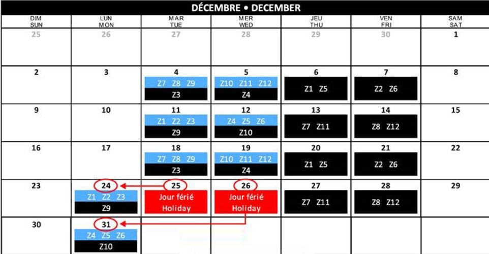 CHRISTMAS GARBAGE AND RECYCLABLES SCHEDULE