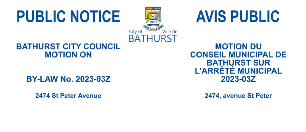 PUBLIC NOTICE - CITY COUNCIL MOTION ON  BY-LAW No. 2023-03Z - 2474 St Peter Avenue