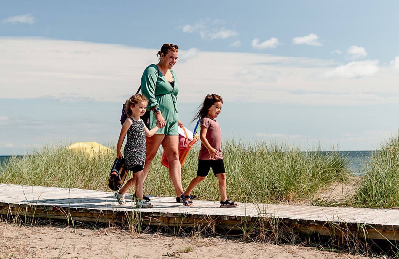 Families enjoying Youghall Beach