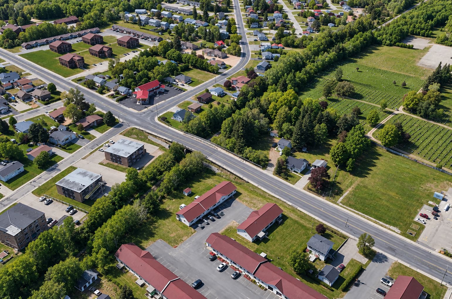 Vue aérienne du boulevard Vanier et du secteur du pont